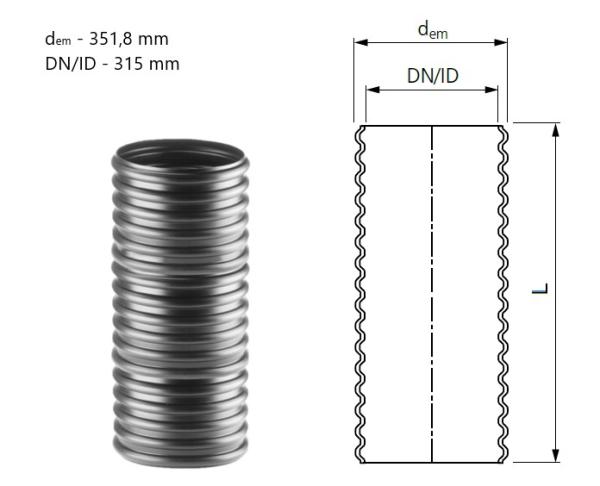 Querschnitt des Steigrohrs DN315 SN2 – flexibel und leicht